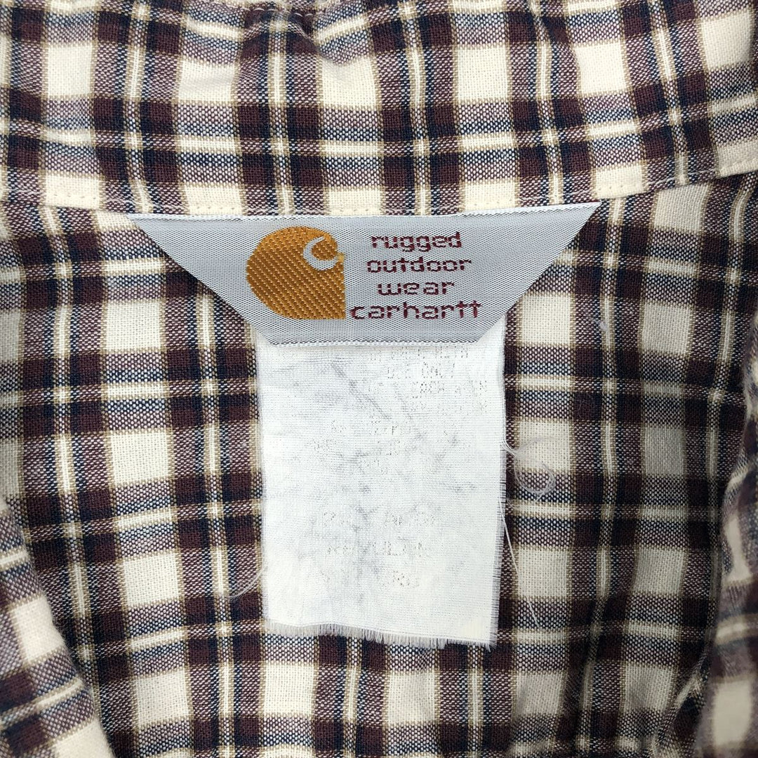 Carhartt Check Pattern Button-down Short Sleeve Work Shirt, Men's XXL unclear Beige type Vintage Second Hand