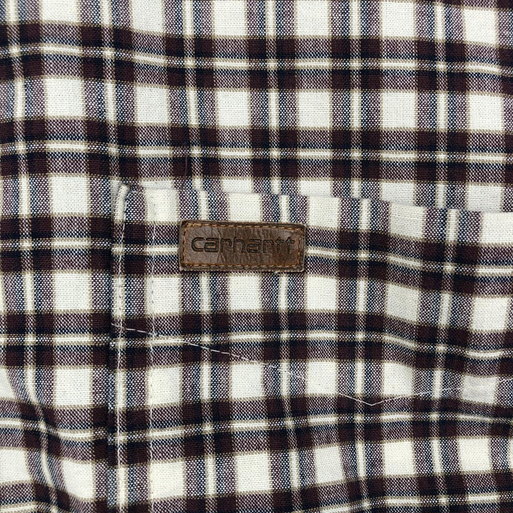 Carhartt Check Pattern Button-down Short Sleeve Work Shirt, Men's XXL unclear Beige type Vintage Second Hand