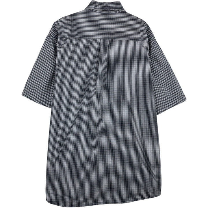 Carhartt Check Pattern Short-Sleeve Button-Down Work Shirt, Men's Size XL (approx.) cotton blue type Vintage Second Hand