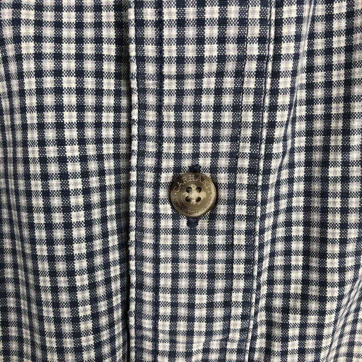 Carhartt Check Pattern Short-Sleeve Button-Down Work Shirt, Men's Size XL (approx.) cotton blue type Vintage Second Hand