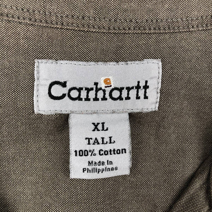 Carhartt button-down short-sleeve work shirt, men's XL size cotton Khaki type Vintage Second Hand