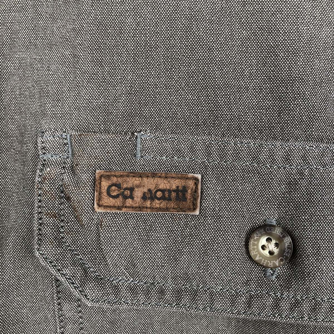 Carhartt button-down short-sleeve work shirt, men's XL size cotton Khaki type Vintage Second Hand