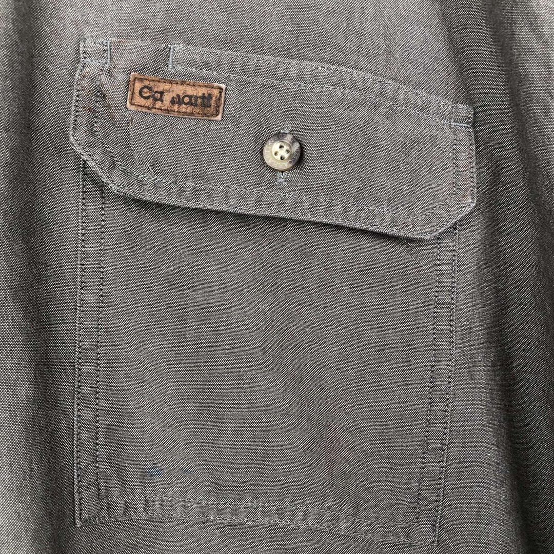 Carhartt button-down short-sleeve work shirt, men's XL size cotton Khaki type Vintage Second Hand