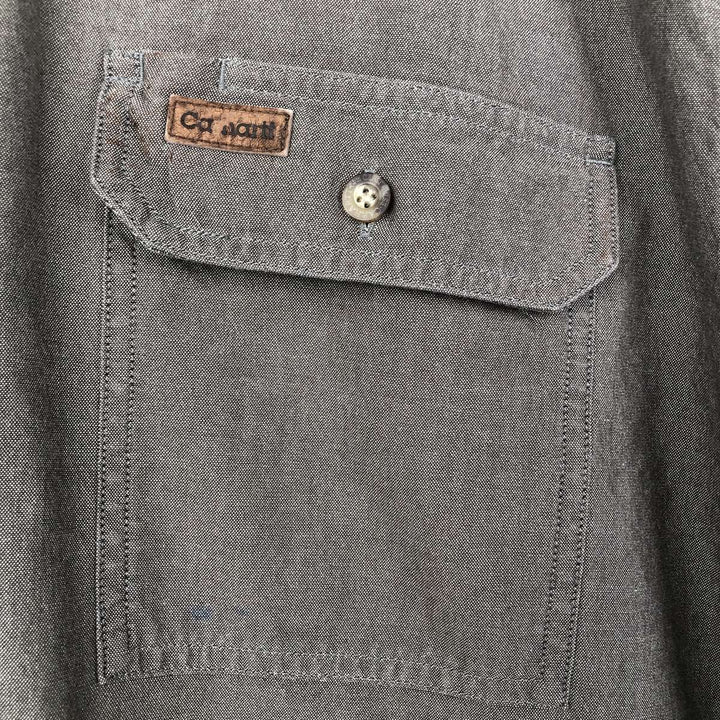 Carhartt button-down short-sleeve work shirt, men's XL size cotton Khaki type Vintage Second Hand