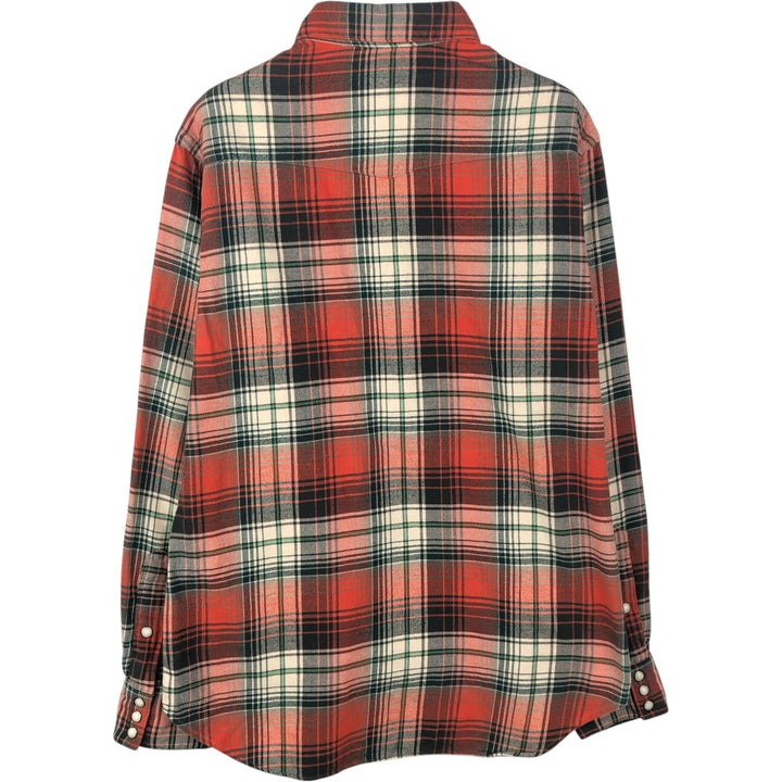 Ralph Lauren POLO by Ralph Lauren Long-Sleeve Western Flannel Check Shirt, Men's Size M (approx.) cotton orange type Vintage Second Hand