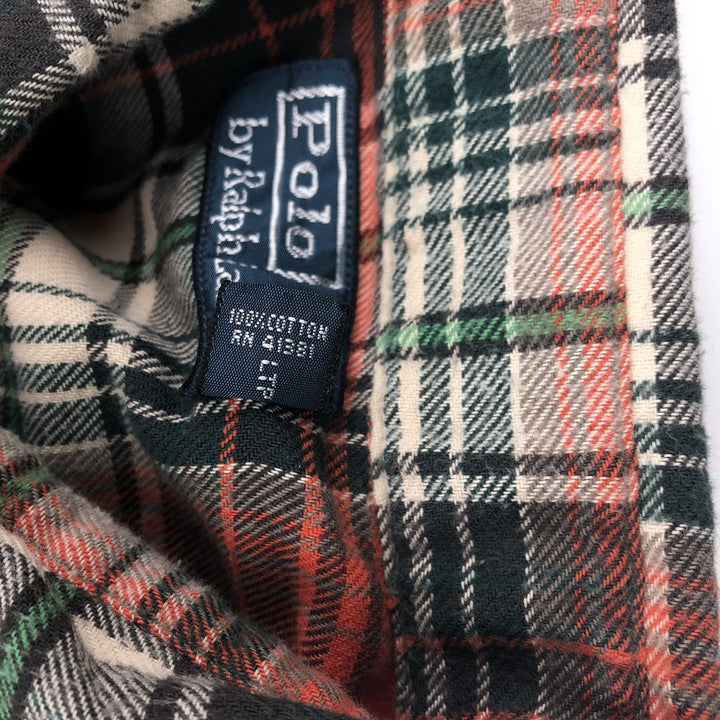 Ralph Lauren POLO by Ralph Lauren Long-Sleeve Western Flannel Check Shirt, Men's Size M (approx.) cotton orange type Vintage Second Hand
