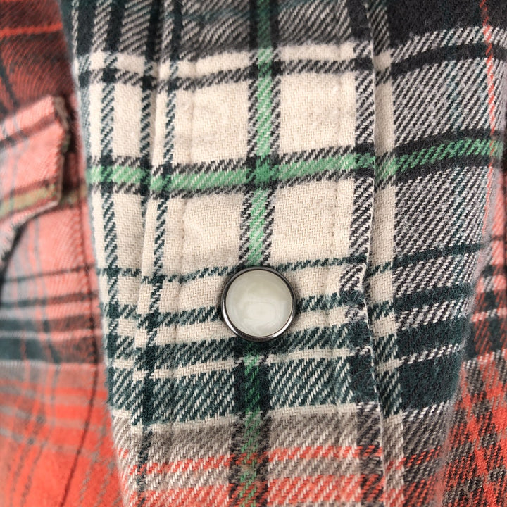 Ralph Lauren POLO by Ralph Lauren Long-Sleeve Western Flannel Check Shirt, Men's Size M (approx.) cotton orange type Vintage Second Hand