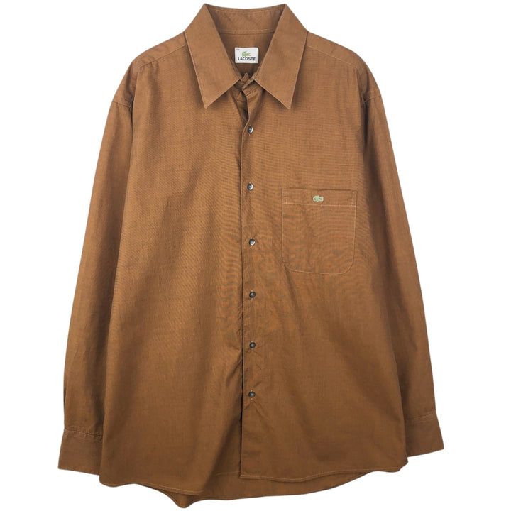 Lacoste long-sleeved cotton shirt, men's size L (approx.) cotton brown type Vintage Second Hand