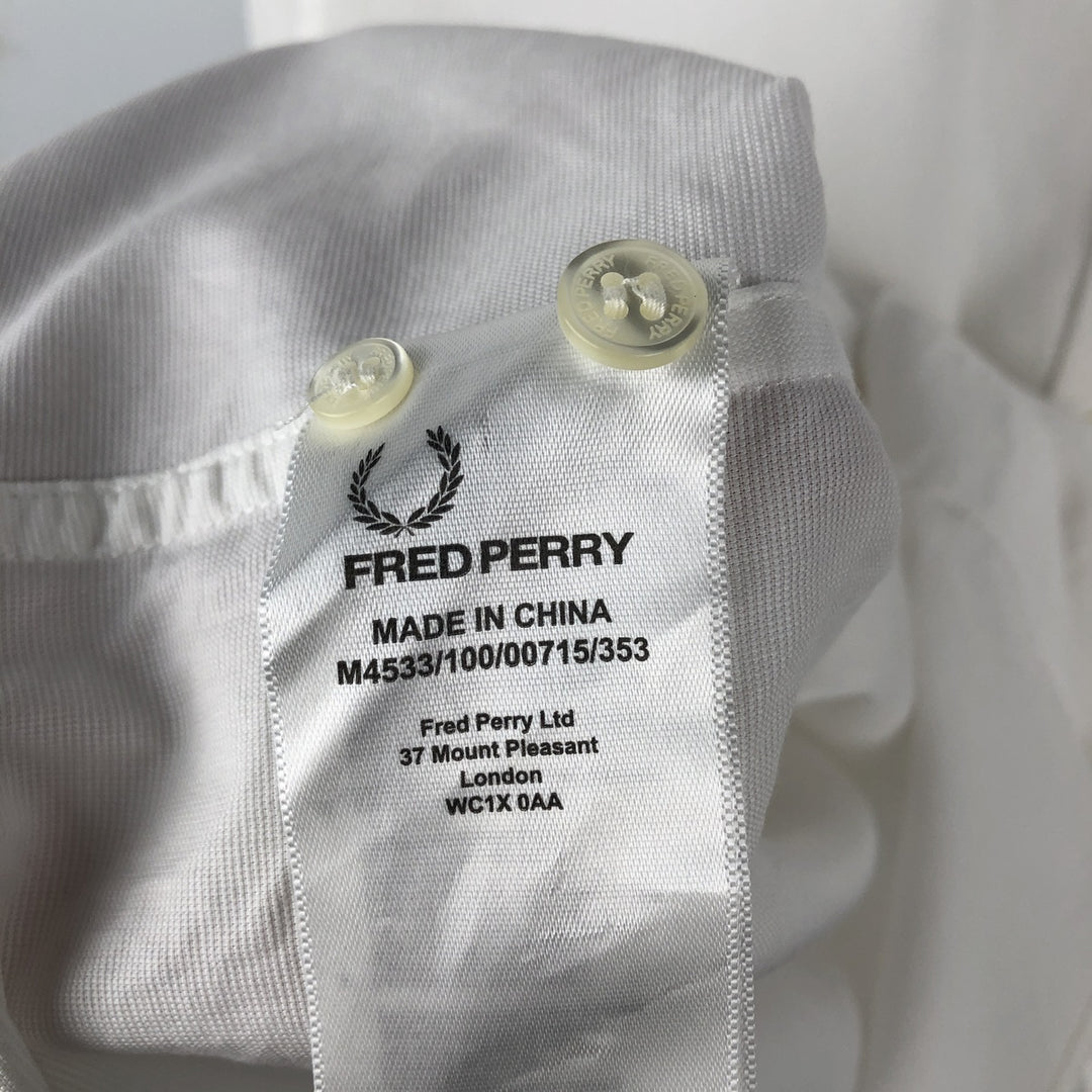 Fred Perry long-sleeved cotton shirt with hidden button-down collar, men's size L (approx.) cotton white type Vintage Second Hand