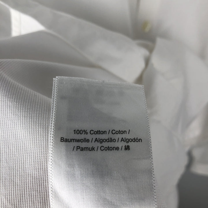 Fred Perry long-sleeved cotton shirt with hidden button-down collar, men's size L (approx.) cotton white type Vintage Second Hand