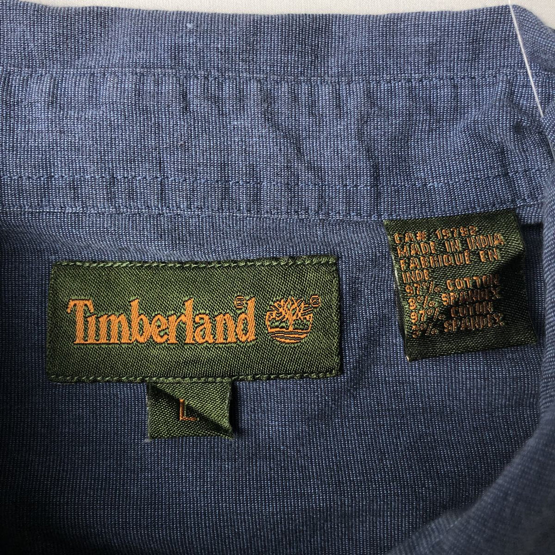 Vintage 90'S Timberland long-sleeved cotton shirt, size L, men's cotton navy blue type Vintage Second Hand