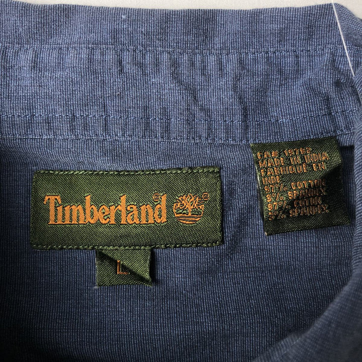 Vintage 90'S Timberland long-sleeved cotton shirt, size L, men's cotton navy blue type Vintage Second Hand