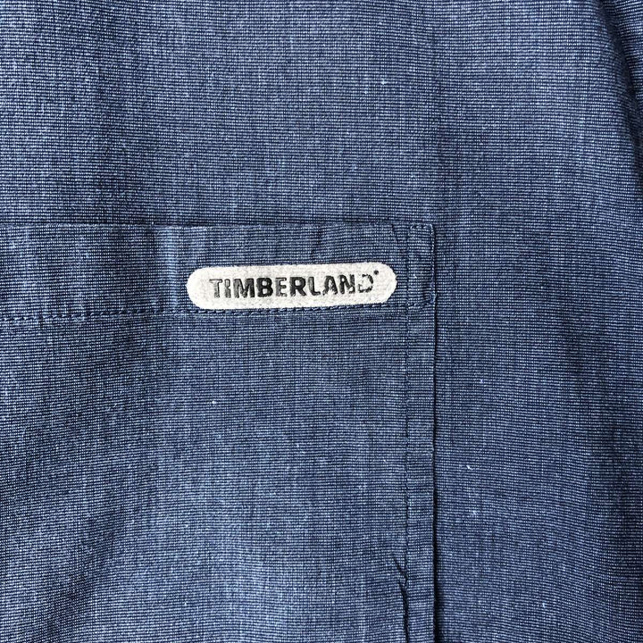 Vintage 90'S Timberland long-sleeved cotton shirt, size L, men's cotton navy blue type Vintage Second Hand