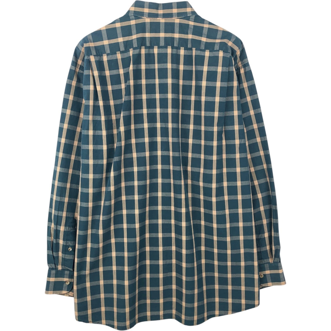Lacoste long-sleeved button-down check shirt, men's size XL (approx.) cotton green type Vintage Second Hand
