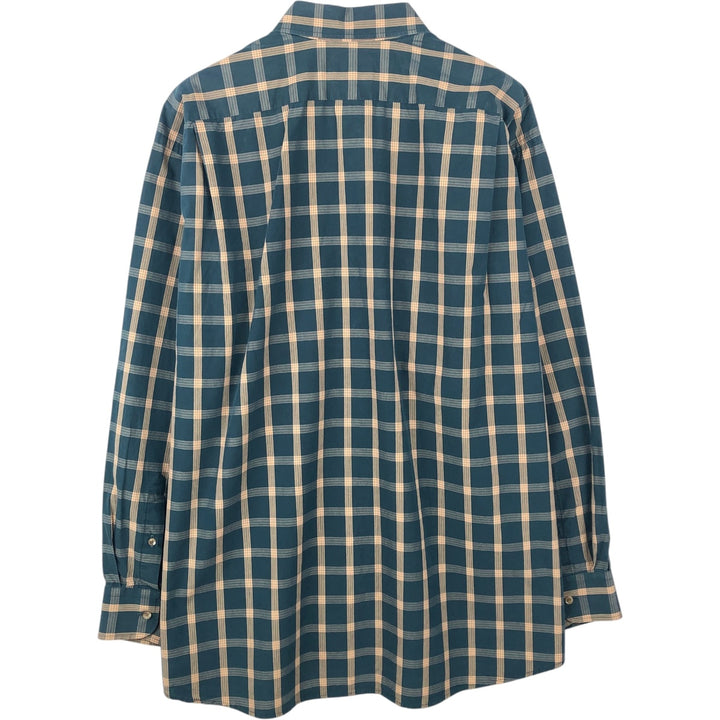 Lacoste long-sleeved button-down check shirt, men's size XL (approx.) cotton green type Vintage Second Hand