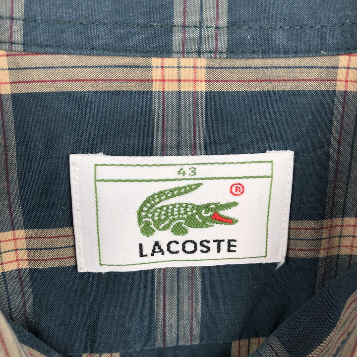 Lacoste long-sleeved button-down check shirt, men's size XL (approx.) cotton green type Vintage Second Hand