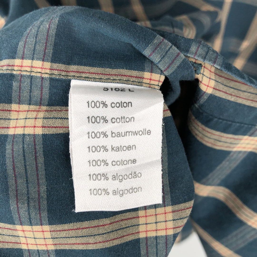 Lacoste long-sleeved button-down check shirt, men's size XL (approx.) cotton green type Vintage Second Hand