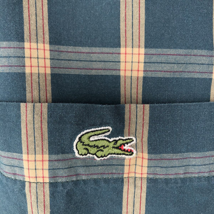 Lacoste long-sleeved button-down check shirt, men's size XL (approx.) cotton green type Vintage Second Hand