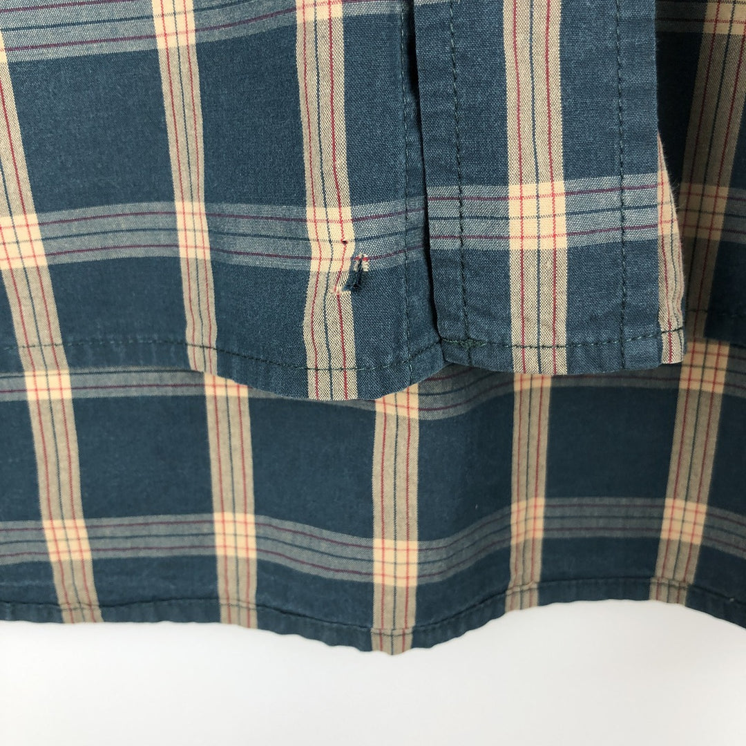 Lacoste long-sleeved button-down check shirt, men's size XL (approx.) cotton green type Vintage Second Hand