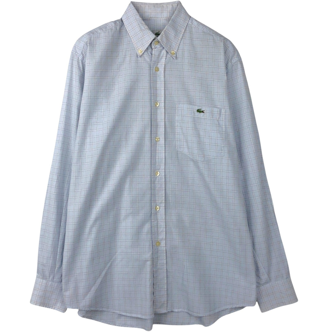 Lacoste LACOSTE Long Sleeve Button Down Check Shirt Men's Size L cotton Blue type light blue Vintage Second Hand