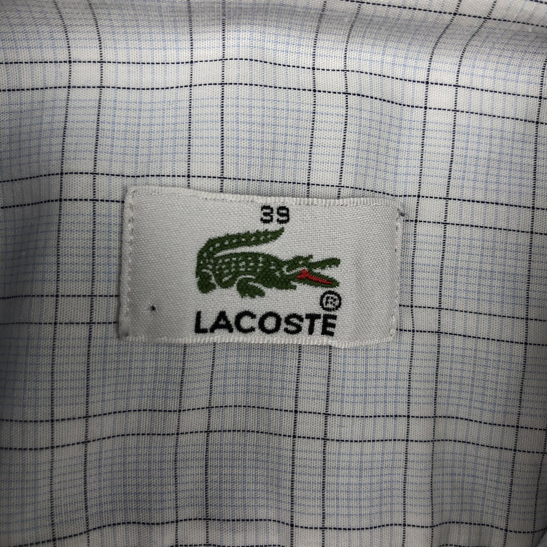 Lacoste LACOSTE Long Sleeve Button Down Check Shirt Men's Size L cotton Blue type light blue Vintage Second Hand