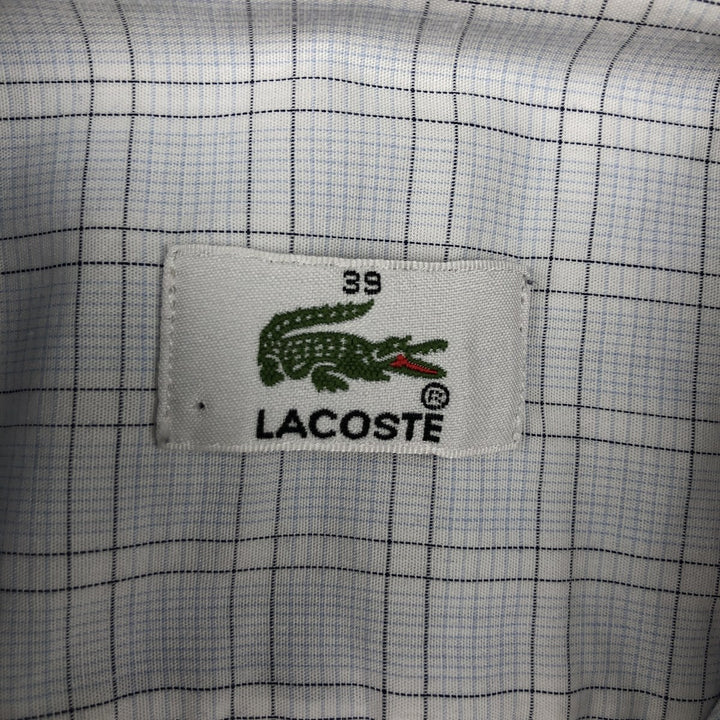 Lacoste LACOSTE Long Sleeve Button Down Check Shirt Men's Size L cotton Blue type light blue Vintage Second Hand