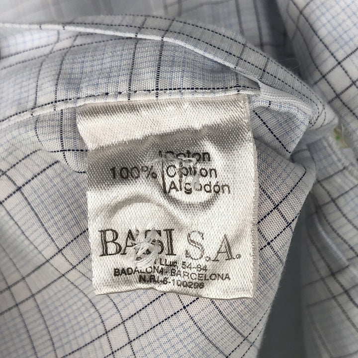 Lacoste LACOSTE Long Sleeve Button Down Check Shirt Men's Size L cotton Blue type light blue Vintage Second Hand