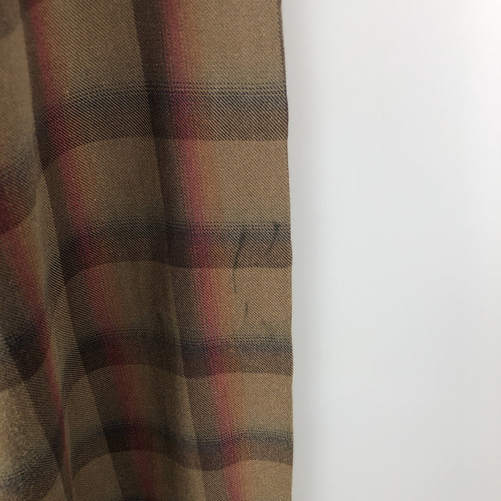 Lacoste SLIM FIT French design long-sleeved button-down check shirt, men's size S (approx.) cotton brown type Vintage Second Hand