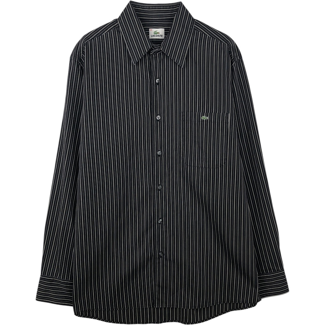 Lacoste long-sleeved cotton striped shirt, men's size M (approx.) cotton black type Vintage Second Hand