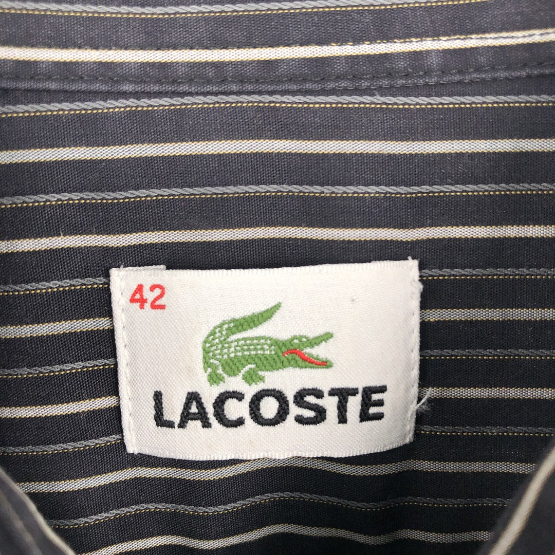 Lacoste long-sleeved cotton striped shirt, men's size M (approx.) cotton black type Vintage Second Hand