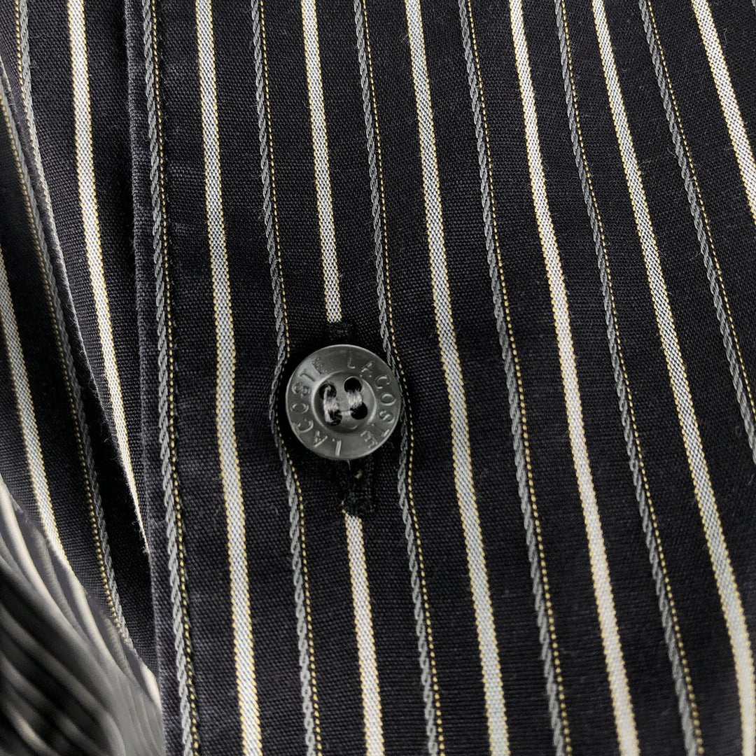 Lacoste long-sleeved cotton striped shirt, men's size M (approx.) cotton black type Vintage Second Hand