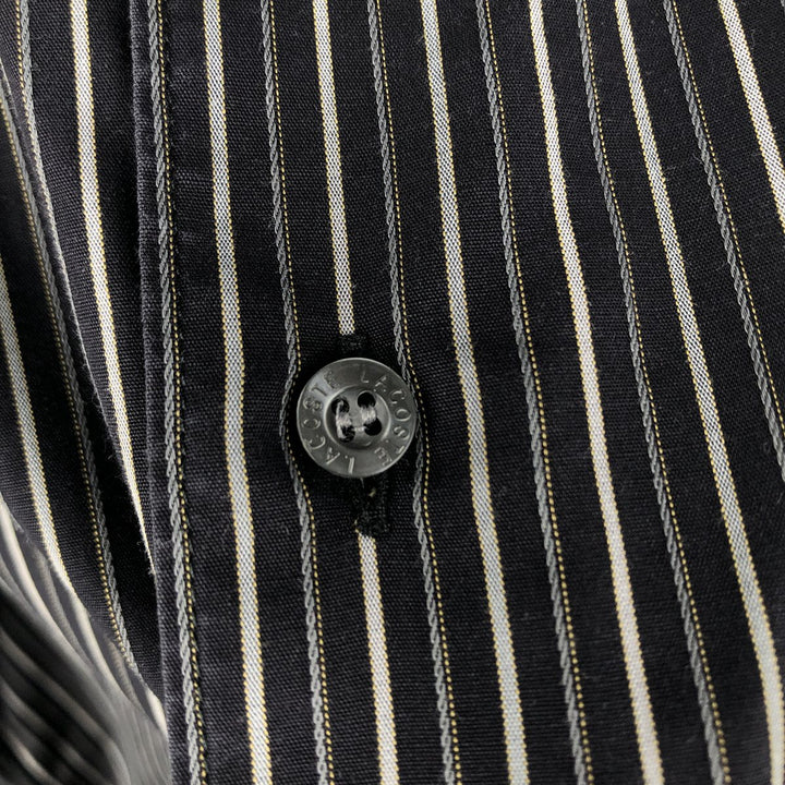 Lacoste long-sleeved cotton striped shirt, men's size M (approx.) cotton black type Vintage Second Hand