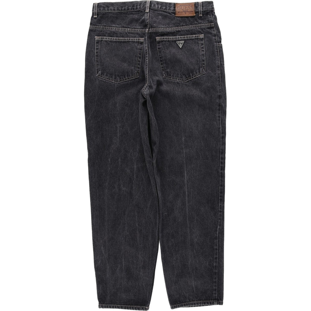 Guess Black Denim Tapered Jeans, Men's Size W34 (approx.) cotton black type Vintage Second Hand