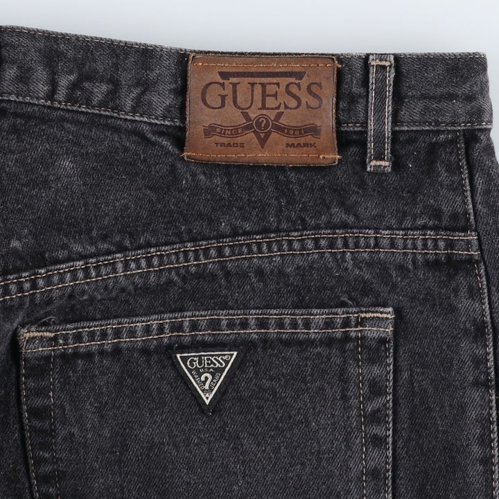Guess Black Denim Tapered Jeans, Men's Size W34 (approx.) cotton black type Vintage Second Hand