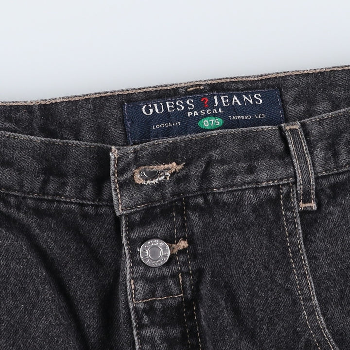 Guess Black Denim Tapered Jeans, Men's Size W34 (approx.) cotton black type Vintage Second Hand