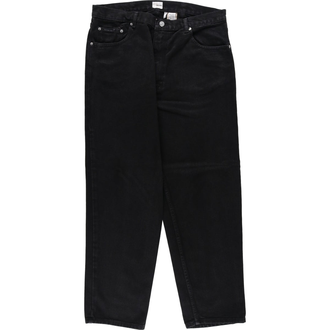 90s-00'S Calvin Klein Jeans, Black Denim Tapered Jeans, Men's W36 (approx.), Vintage cotton black type Vintage Second Hand