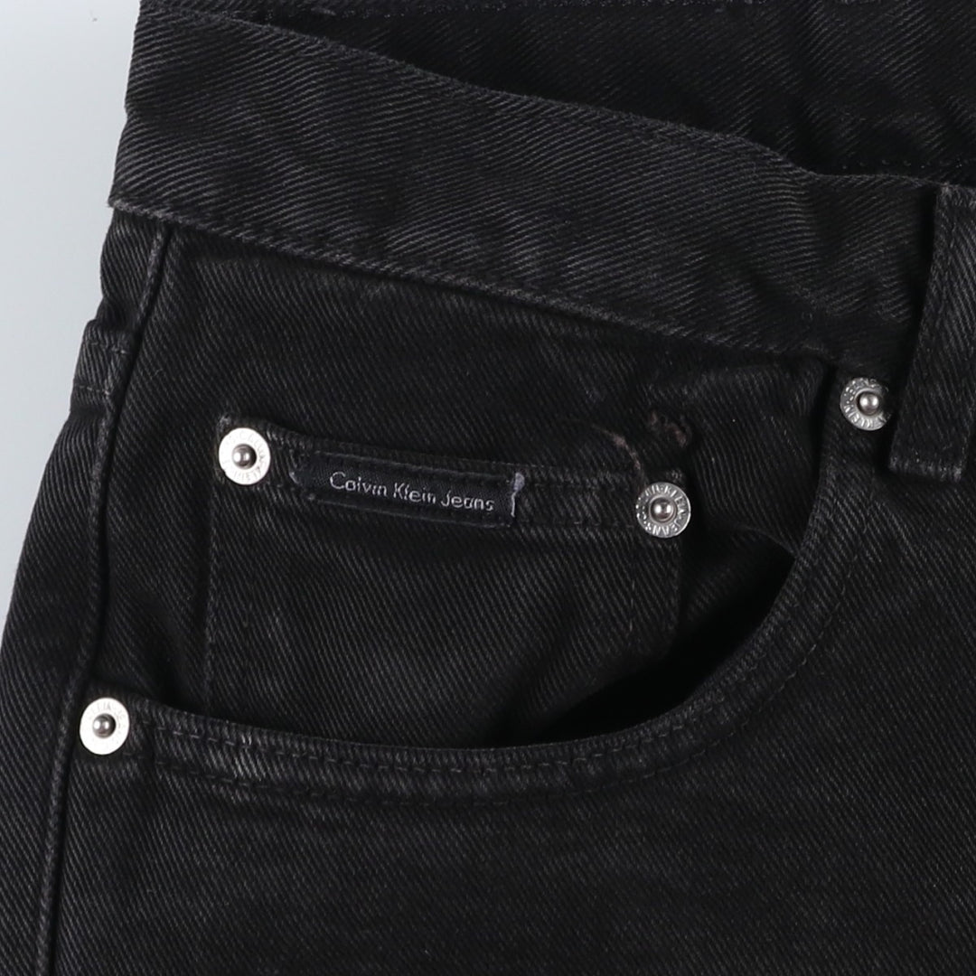 90s-00'S Calvin Klein Jeans, Black Denim Tapered Jeans, Men's W36 (approx.), Vintage cotton black type Vintage Second Hand