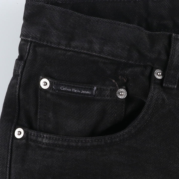 90s-00'S Calvin Klein Jeans, Black Denim Tapered Jeans, Men's W36 (approx.), Vintage cotton black type Vintage Second Hand