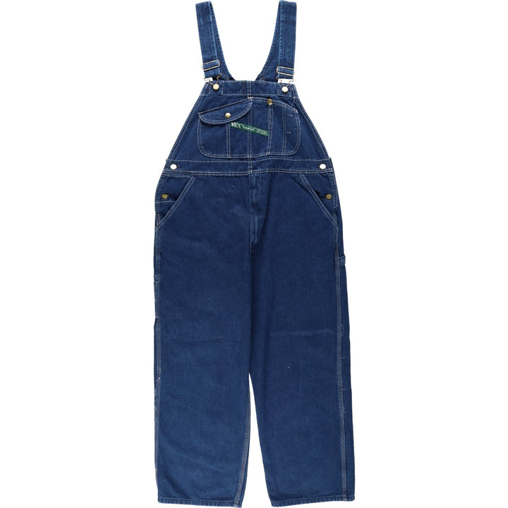90'S Key denim overalls, men's size W37 (approx.), vintage. cotton blue type Vintage Second Hand