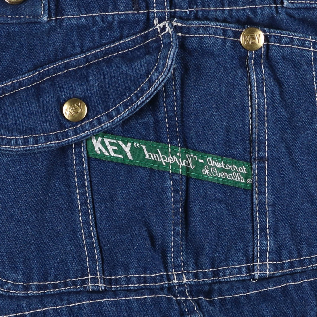 90'S Key denim overalls, men's size W37 (approx.), vintage. cotton blue type Vintage Second Hand