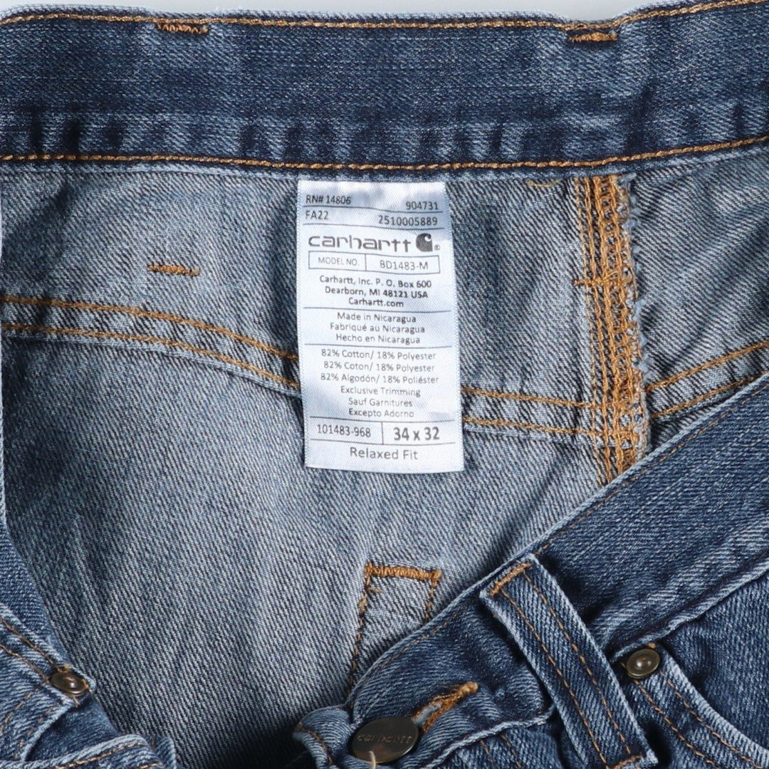 Carhartt Relaxed Fit Tapered Denim Pants for Men, W34 equivalent cotton blue type Vintage Second Hand