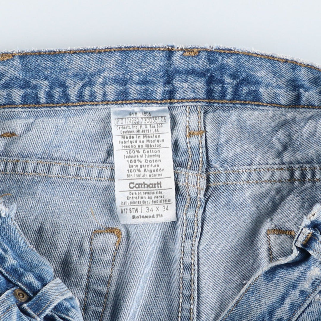 Carhartt Relaxed Fit Tapered Denim Pants for Men, W34 equivalent cotton Blue type light blue Vintage Second Hand