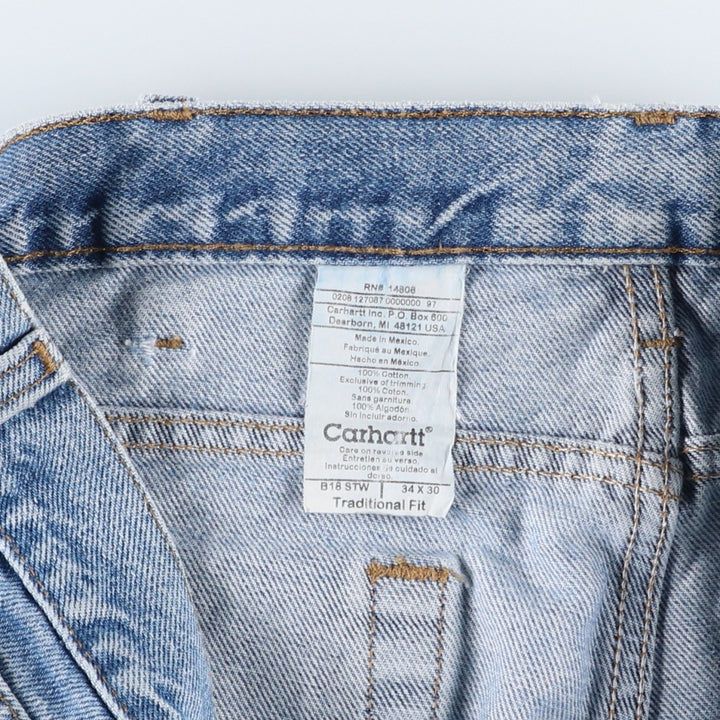 2000'S Carhartt Traditional Fit Tapered Denim Pants, Men's Size 34 cotton blue type Vintage Second Hand
