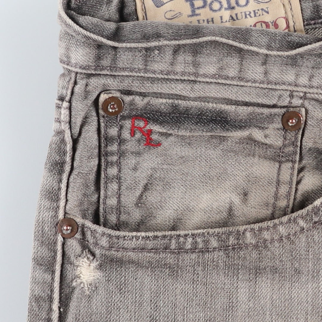 Ralph Lauren POLO RALPH LAUREN Men's Straight Denim Pants, Size W38 cotton gray type Vintage Second Hand