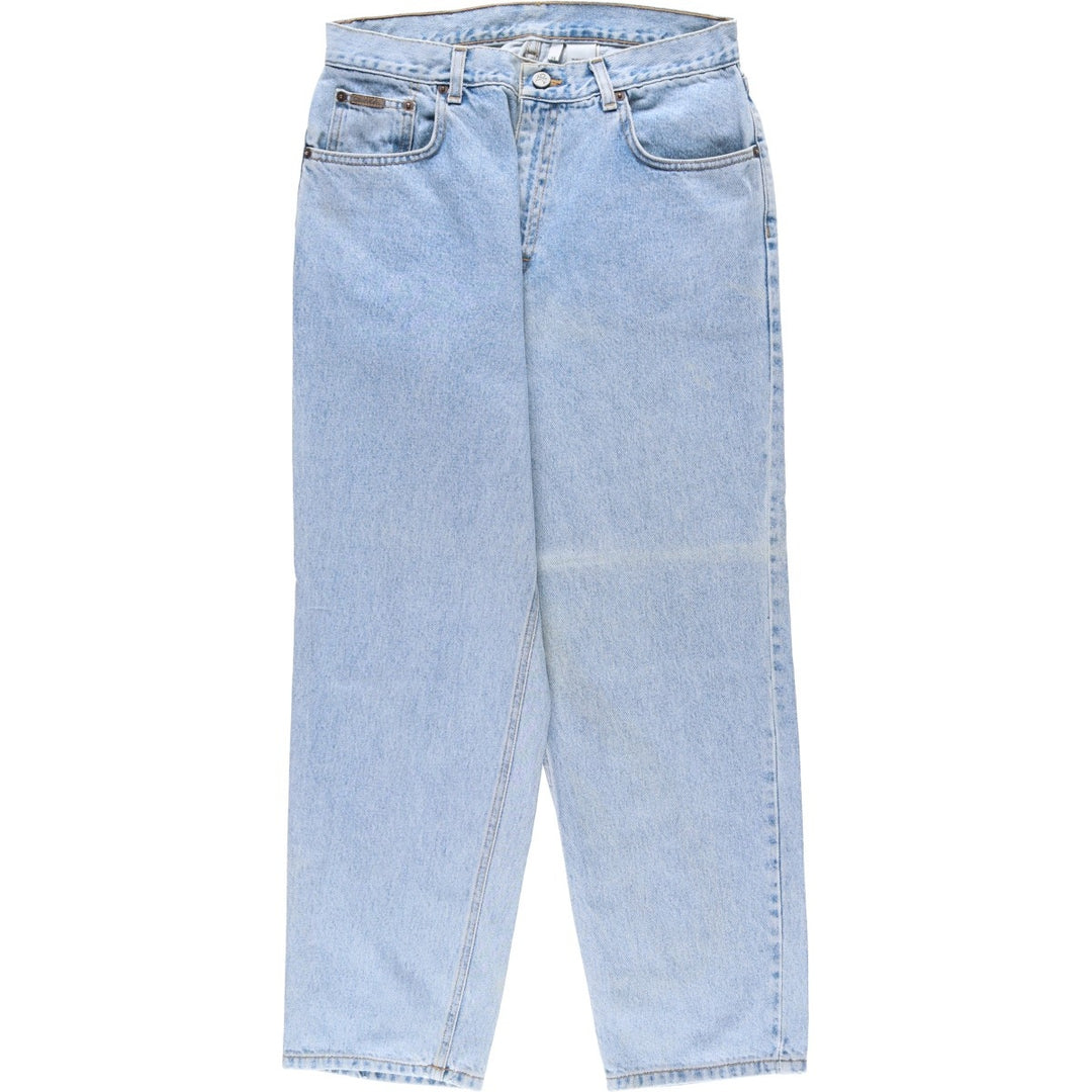 1990'S Calvin Klein Tapered Denim Pants, Made in USA, Men's Size W32 (approx.), Vintage cotton Blue type light blue Vintage Second Hand
