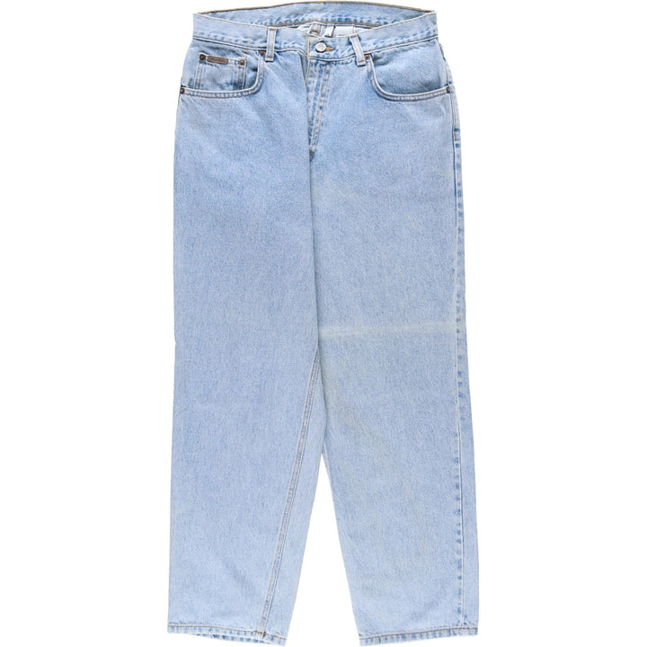 1990'S Calvin Klein Tapered Denim Pants, Made in USA, Men's Size W32 (approx.), Vintage cotton Blue type light blue Vintage Second Hand