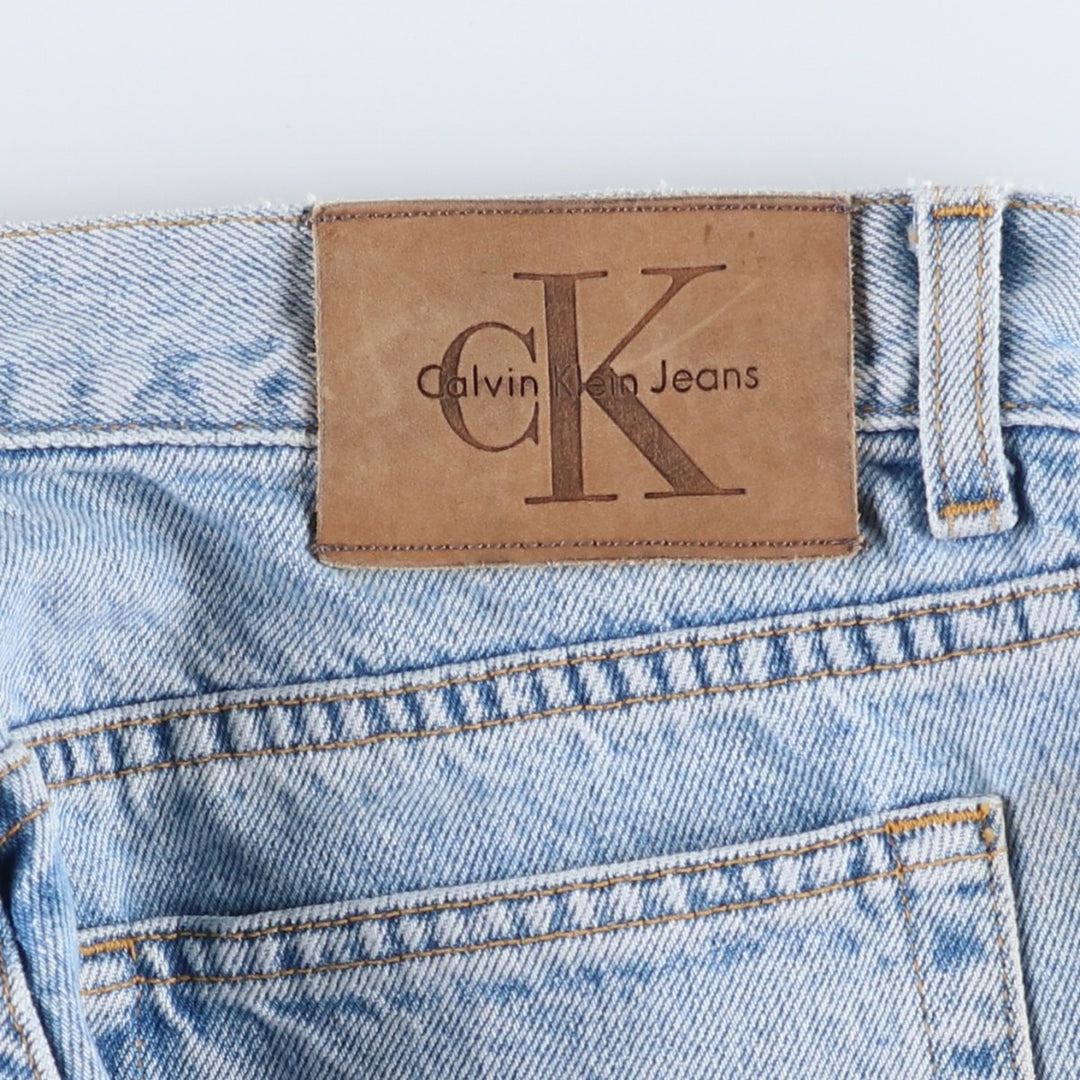 1990'S Calvin Klein Tapered Denim Pants, Made in USA, Men's Size W32 (approx.), Vintage cotton Blue type light blue Vintage Second Hand