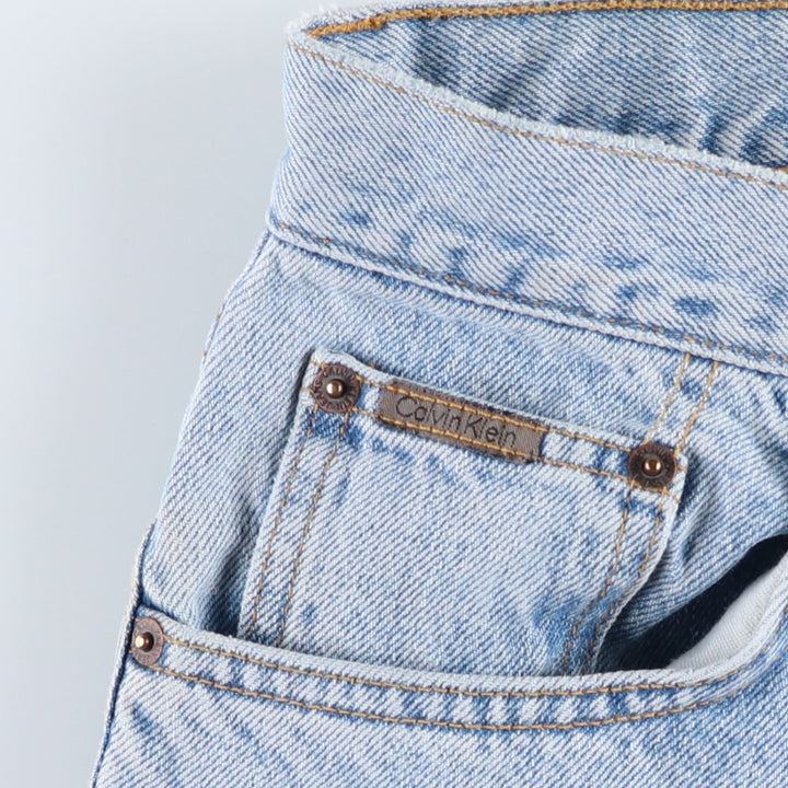 1990'S Calvin Klein Tapered Denim Pants, Made in USA, Men's Size W32 (approx.), Vintage cotton Blue type light blue Vintage Second Hand