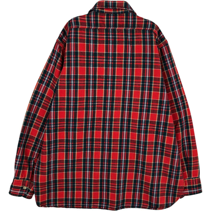 1970'S Woolrich Long-Sleeve Flannel Check Shirt, Made in USA, Men's Size L (approx.), Vintage cotton red type Vintage Second Hand