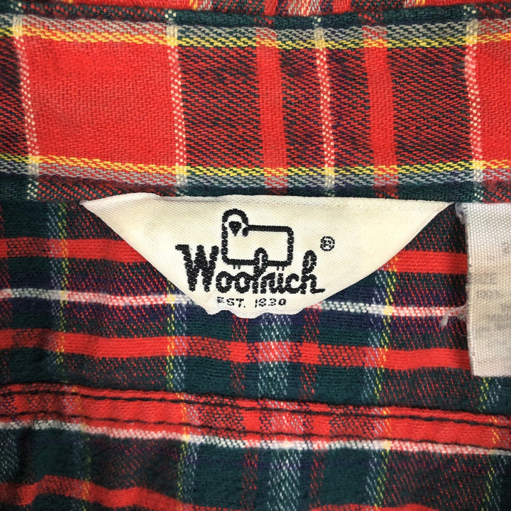 1970'S Woolrich Long-Sleeve Flannel Check Shirt, Made in USA, Men's Size L (approx.), Vintage cotton red type Vintage Second Hand